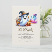 Let's Get Spooky, 2 Schattigee Ghost Halloween Kaart (Staand voorkant)