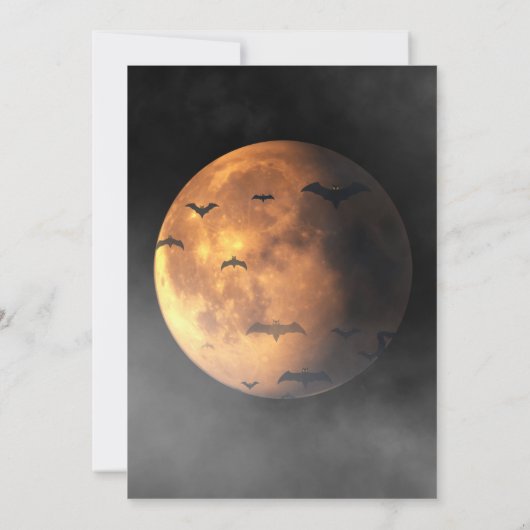 Let's Get Spooky Full Moon & Bats Halloween Party Kaart (Achterkant)