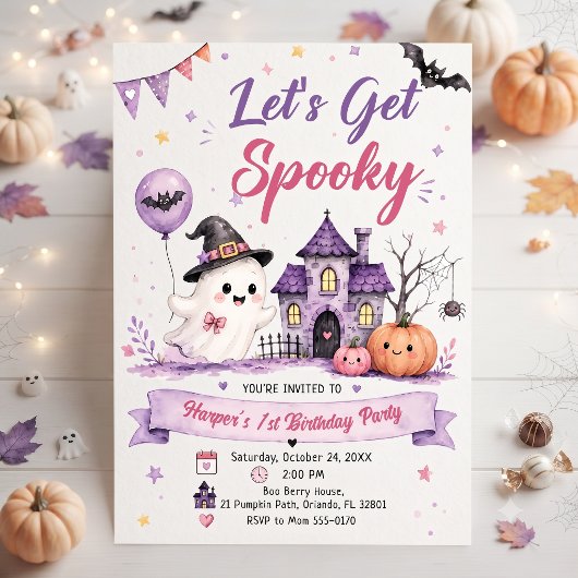 Let's Get Spooky Halloween Birthday Party Kaart