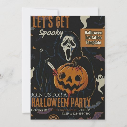 Let's Get Spooky Halloween Party Kaart (Voorkant)