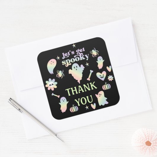 Let's Get Spooky,Halloween party  Vierkante Sticker (Envelop)