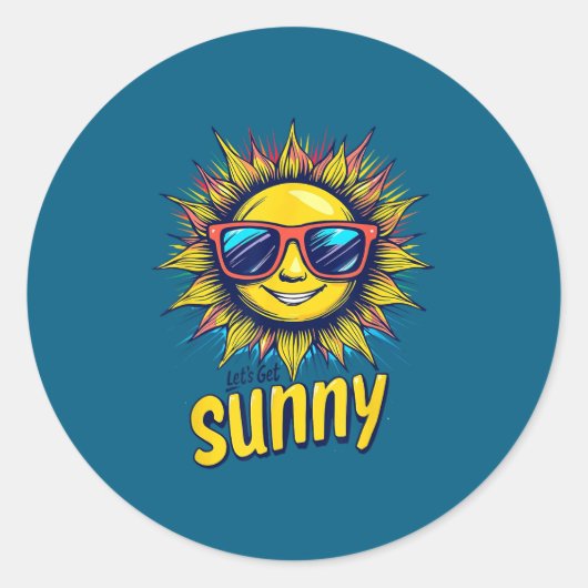 Let's Get Sunny Motivation For Bright Days Ronde Sticker (Voorkant)