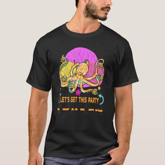 Let's Get This Party Kraken  Octopus Cephalopod Sq T-shirt (Voorkant)
