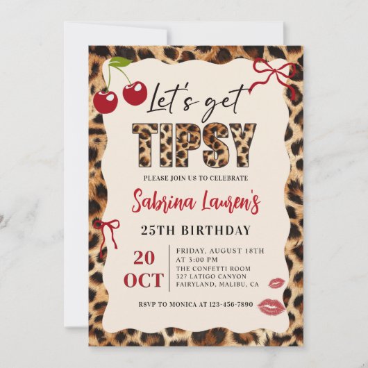 Let's get Tipsy  Leopard Cheetah Birthday Kaart (Voorkant)