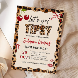 Let's get Tipsy  Leopard Cheetah Birthday Kaart