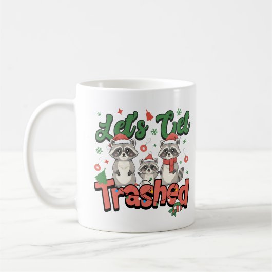 Let's Get Trashed Funny Raccoon Christmas Family Koffiemok (Links)