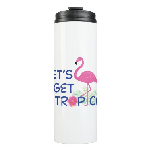 Lets-get-Tropical-roze-Flamingo Summer Thermosbeker (Voorkant)