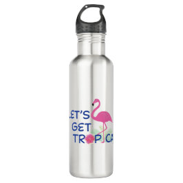 Lets-get-Tropical-roze-Flamingo Summer Waterfles