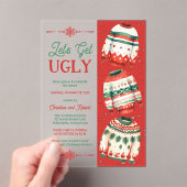Let's Get Ugly Christmas Sweater Party Acryl Uitnodigingen (Insitu (Draagbaar))