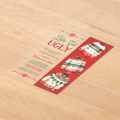 Let's Get Ugly Christmas Sweater Party Acryl Uitnodigingen (Laagn)