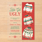 Let's Get Ugly Christmas Sweater Party Acryl Uitnodigingen (Voorkant)