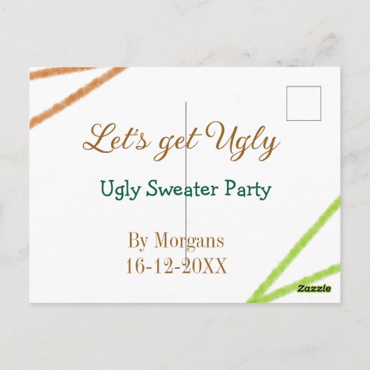 Let's get ugly Christmas ugly sweater Partyorange  Briefkaart (Achterkant)