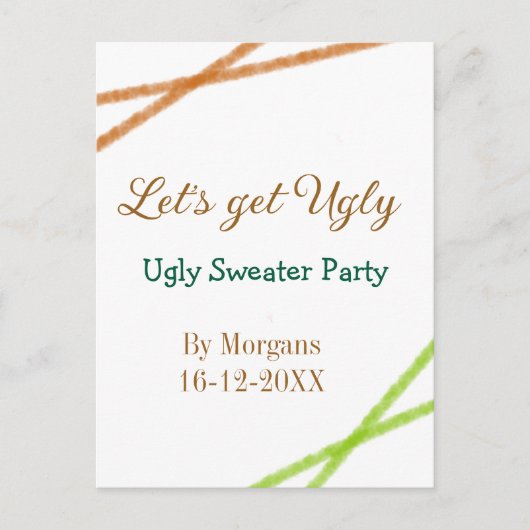 Let's get ugly Christmas ugly sweater Partyorange Briefkaart (Voorkant)