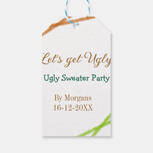 Let's get ugly Christmas ugly sweater Partyorange  Cadeaulabel (Achterkant)