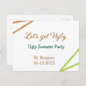 Let's get ugly Christmas ugly sweater Partyorange  Feestdagenkaart (Voorkant / Achterkant)