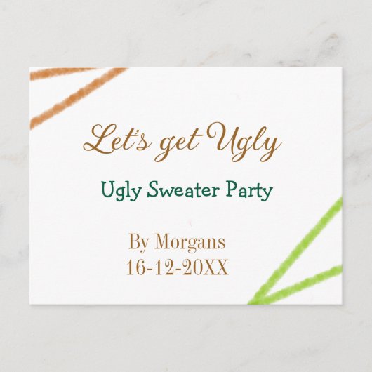 Let's get ugly Christmas ugly sweater Partyorange  Feestdagenkaart (Voorkant)