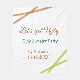 Let's get ugly Christmas ugly sweater Partyorange  Fleece Deken