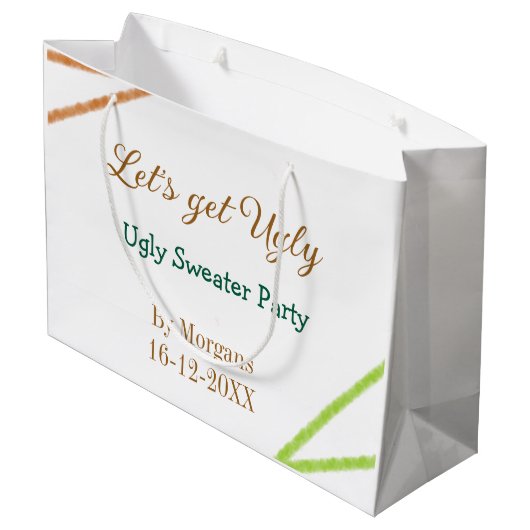 Let's get ugly Christmas ugly sweater Partyorange Groot Cadeauzakje (Achterkant Gekanteld)