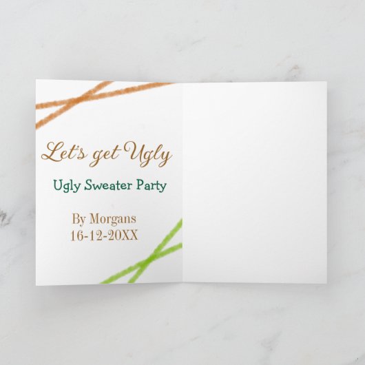 Let's get ugly Christmas ugly sweater Partyorange  Kaart (Binnen)