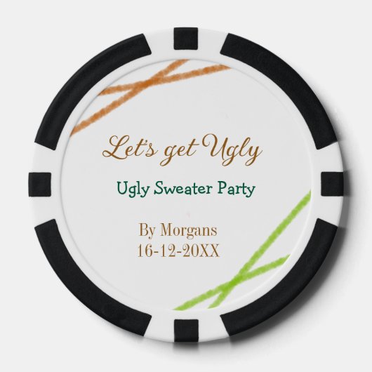 Let's get ugly Christmas ugly sweater Partyorange Poker Chips (Voorkant)