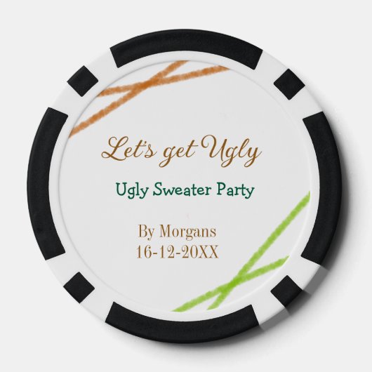 Let's get ugly Christmas ugly sweater Partyorange Poker Chips (Achterkant)