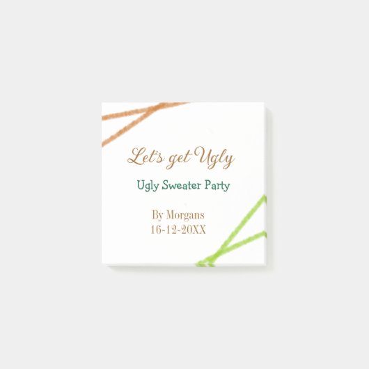 Let's get ugly Christmas ugly sweater Partyorange Post-it® Notes (Voorkant)