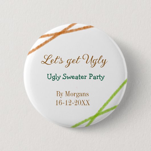 Let's get ugly Christmas ugly sweater Partyorange Ronde Button 5,7 Cm (Voorkant)