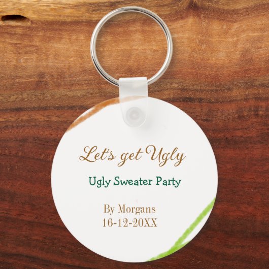 Let's get ugly Christmas ugly sweater Partyorange  Sleutelhanger (Achterkant)