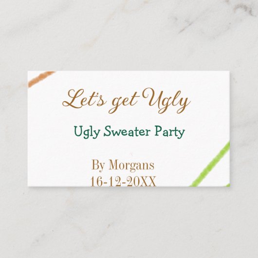 Let's get ugly Christmas ugly sweater Partyorange Visitekaartje (Voorkant)