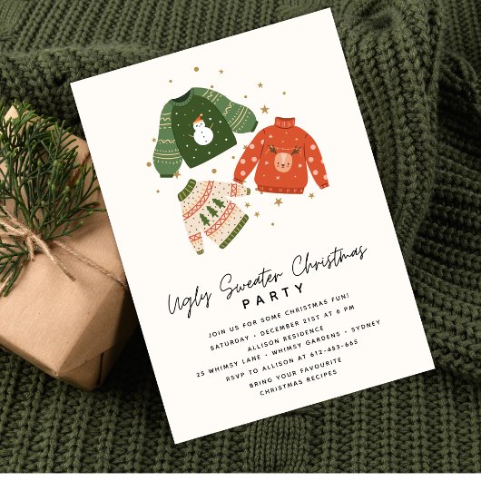 Let's get Ugly Modern Ugly Sweater Christmas Party Kaart