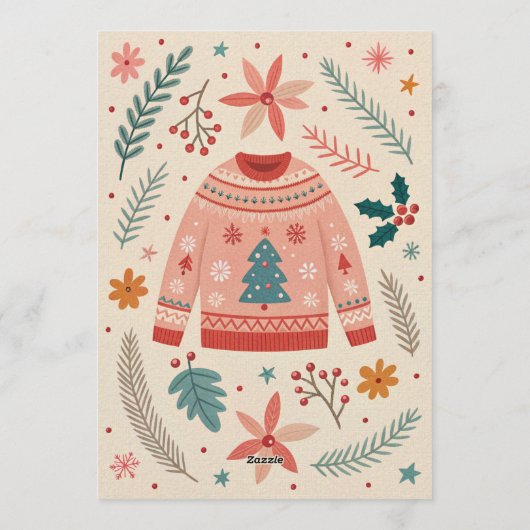 Let's Get Ugly Retro Christmas Ugly Sweater Party Kaart (Achterkant)