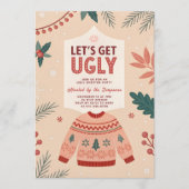 Let's Get Ugly Retro Christmas Ugly Sweater Party Kaart (Voorkant)
