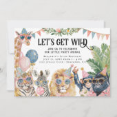 Let's Get Wild Jungle Animals Birthday Kaart (Voorkant)