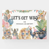 Let's Get Wild Jungle Birthday Party Spandoek (Horizontaal)