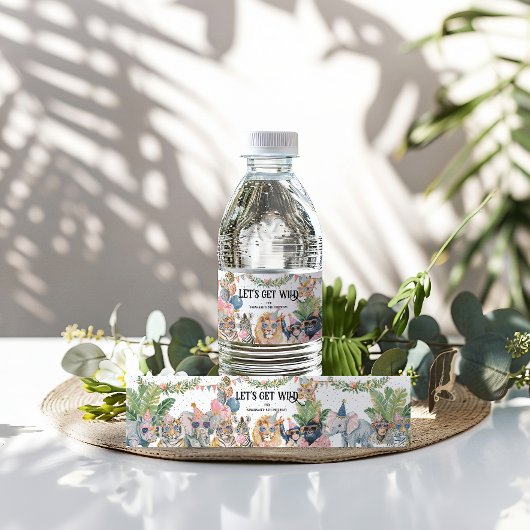 Let's Get Wild Jungle Birthday Party Waterfles Etiket
