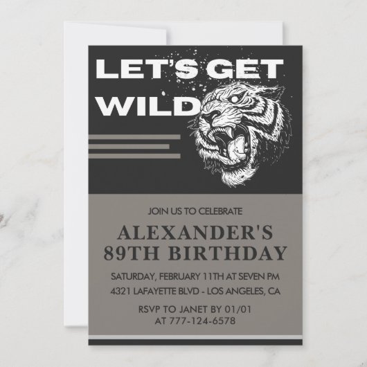Let's Get Wild Mannen 89ste verjaardag uitnodiging (Voorkant)