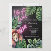 Lets Get Wild Neon Pink 40e verjaardag van de leeu Kaart (Voorkant)