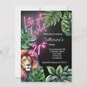 Lets Get Wild Neon Roze 21e Leeuw Verjaardag Kaart (Voorkant)