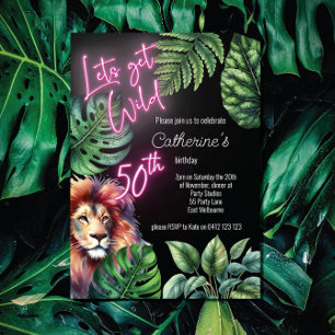Lets Get Wild Neon Roze 50ste verjaardag van de le Kaart