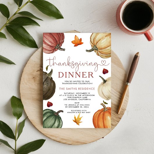 Let's Give Thanks Invite dinner Pumpkin Kaart
