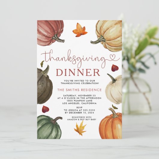 Let's Give Thanks Invite | Pumpkin Thanksgiving Kaart (Staand voorkant)