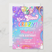 Let's Glow Crazy Disco Neon Glow Girl Birthday Kaart (Voorkant)