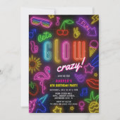 Let's GLOW Crazy' Neon glow in the dark Birthday Kaart (Voorkant)