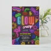 Let's GLOW Crazy' Neon glow in the dark Birthday Kaart (Staand voorkant)