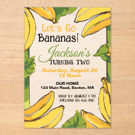 Let's Go Bananas Any Age Birthday Party Acryl Uitnodigingen