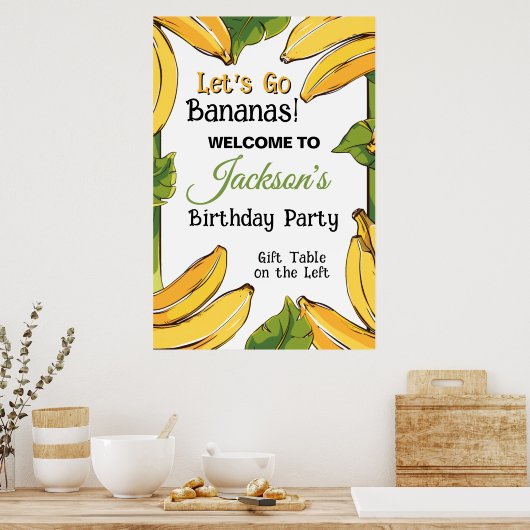 Let's Go Bananas Any Age Birthday Party Poster (Keuken)