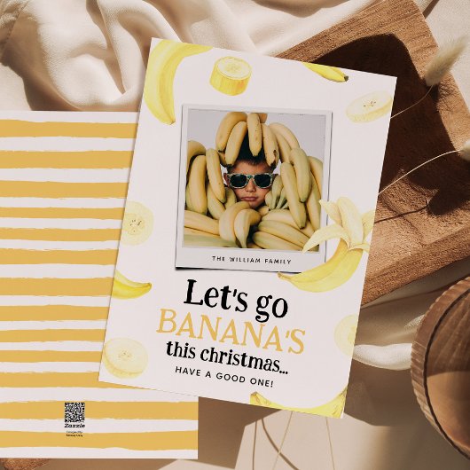 Let's Go Banana's Grappige Foto van Kerstmis Feestdagenkaart