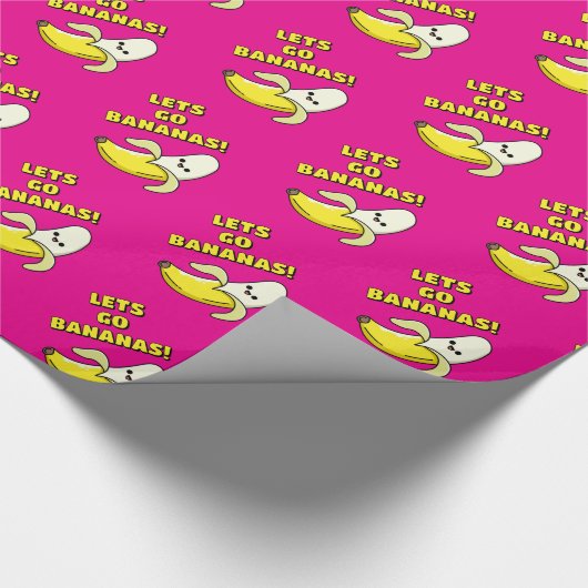 Let's Go Bananas, Helderroze Cadeaupapier (Hoek)