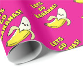 Let's Go Bananas, Helderroze Cadeaupapier (Rol Hoek)