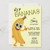 Let's Go Bananas Kids Birthday Invitation Kaart (Voorkant)